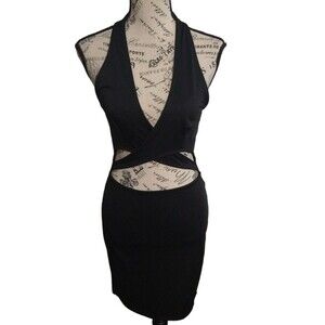 Uptown cross cross Halter Dress Small black Sexy City Party